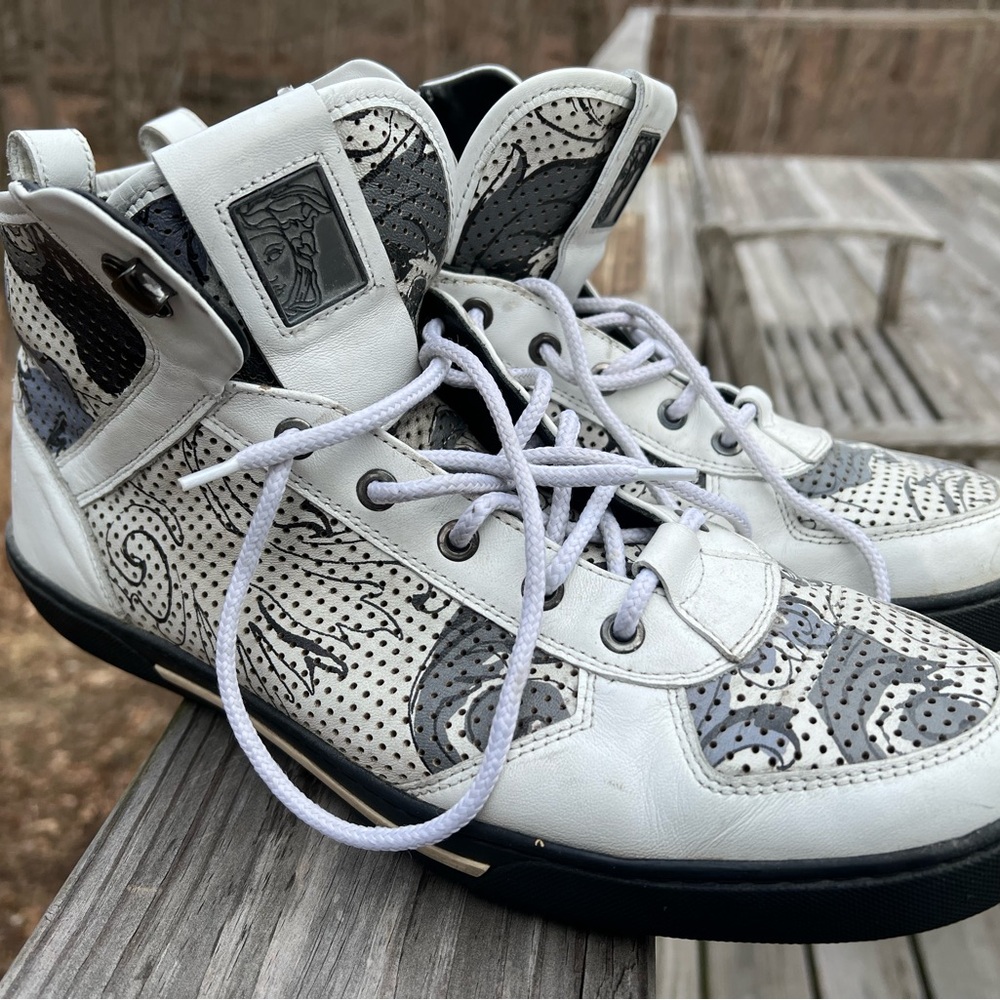 Versace Collection White and Gray Sneakers